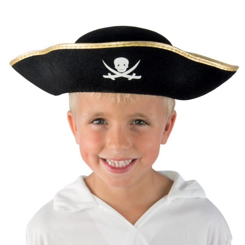 cuello soltar Soportar Sombrero Pirata negro para niño.